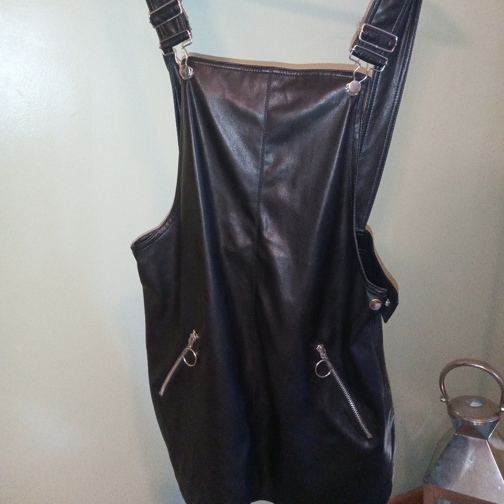 Pleather overall dress